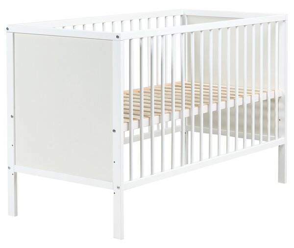 Detská postieľka biela MDF 60 x 120 cm nastaviteľná výška štandardná veľkosť minimalistický štýl detská izba