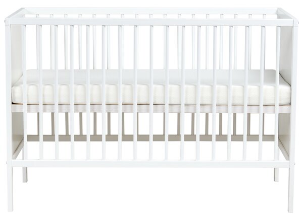 Detská postieľka biela MDF 60 x 120 cm nastaviteľná výška štandardná veľkosť minimalistický štýl detská izba