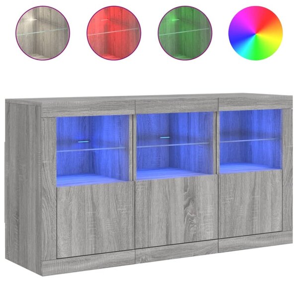 Komoda s LED svetlami sivá sonoma 123x37x67 cm