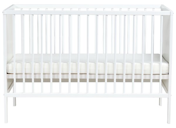 Detská postieľka biela MDF 60 x 120 cm nastaviteľná výška štandardná veľkosť minimalistický štýl detská izba