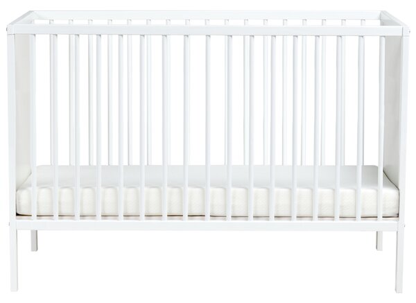 Detská postieľka biela MDF 60 x 120 cm nastaviteľná výška štandardná veľkosť minimalistický štýl detská izba