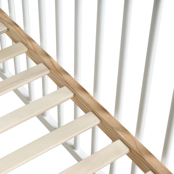 Detská postieľka biela MDF 60 x 120 cm nastaviteľná výška štandardná veľkosť minimalistický štýl detská izba