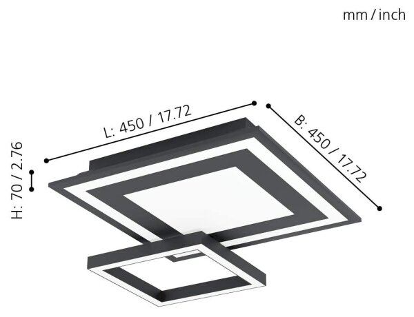 Eglo 99312 - LED RGB Stmievateľné stropné svietidlo SAVATAEILA-C LED/20W/230V