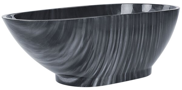 Voľne stojaca vaňa čierna mramorový efekt akrylát 170 x 80 cm oválny tvar pre 1 osobu moderný štýl kúpeľňa