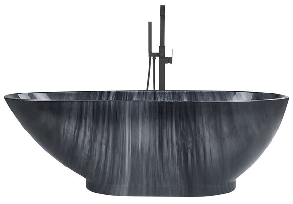 Voľne stojaca vaňa čierna mramorový efekt akrylát 170 x 80 cm oválny tvar pre 1 osobu moderný štýl kúpeľňa