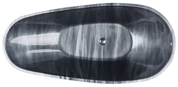 Voľne stojaca vaňa čierna mramorový efekt akrylát 170 x 80 cm oválny tvar pre 1 osobu moderný štýl kúpeľňa