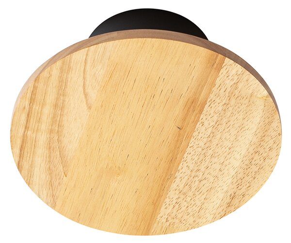 Rustikálna nástenná lampa okrúhla drevená - Pulley