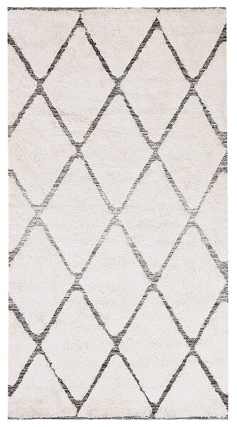 Koberec béžová sivá bavlna 80 x 150 cm geometrický vzor obdĺžnikový tvar ručne tkaný moderný štýl obývačka spálňa