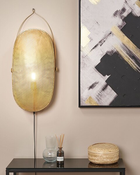 Nástenná lampa mosadzné železo kovové oválne tienidlo osvetlenie spálňa obývacia izba rustikálny dizajn