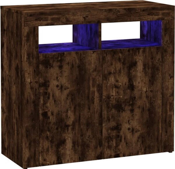 Komoda s LED, tmavý dub 80x35x75 cm