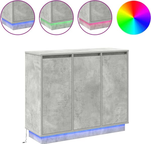 LED komoda Betónová šedá 90 x 32 x 75 cm Kompozitné drevo