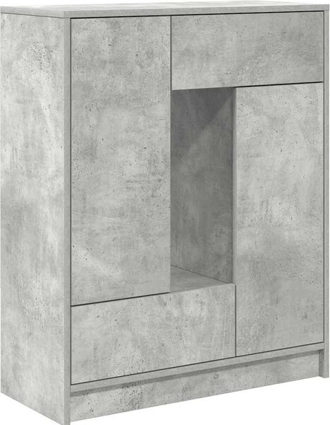 Komoda so zásuvkami a dvierkami, betónová sivá 73x31x90 cm