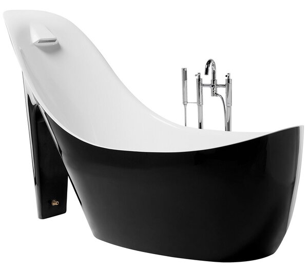 Voľne stojaca vaňa čierna s bielou sanitárny akrylát 180 x 80 cm v tvare topánky moderný štýl