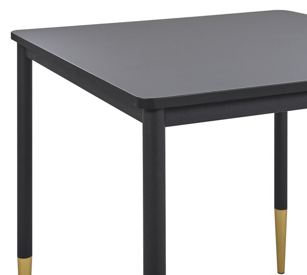 Jedálenský stôl čierna zlatá MDF kov 80 x 80 cm štvorcový tvar pre 2 osoby moderný glamour štýl kuchyňa jedáleň