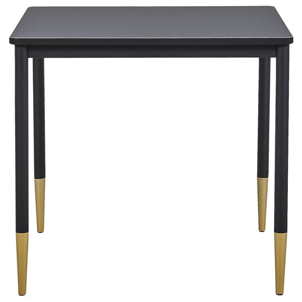 Jedálenský stôl čierna zlatá MDF kov 80 x 80 cm štvorcový tvar pre 2 osoby moderný glamour štýl kuchyňa jedáleň