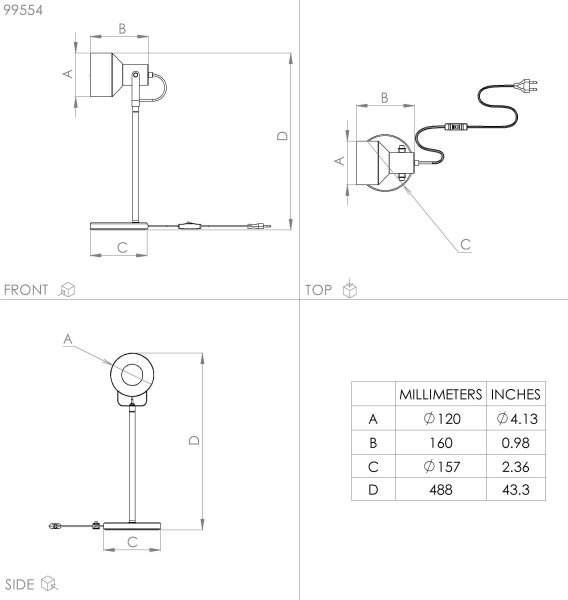 Eglo 99554 - Stolná lampa CASIBARE 1xE27/28W/230V