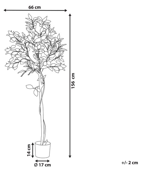 Umelá rastlina v kvetináči citrónovník citrus zelená a čierna syntetický materiál 156 cm dekorácie doplnky interiér