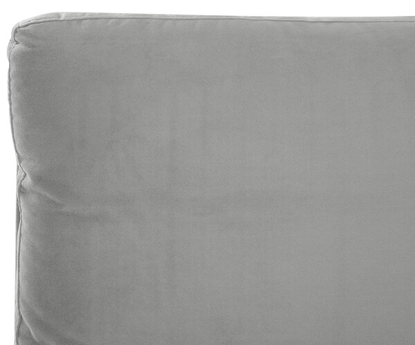 Posteľ sivá zamatové čalúnenie 140 x 200 cm lamelový rošt hrubé vystužené čelo spálňa
