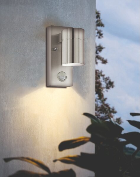 Eglo 99569 - LED Vonkajšie nástenné svietidlo so senzorom RIGA 1xGU10/3W/230V IP44