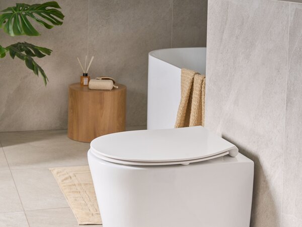 WC doska s pomalým sklápaním biela duroplast lesklý povrch 45 x 38 cm ľahko odnímateľná kúpeľňové doplnky tradičný štýl kúpeľňa toaleta