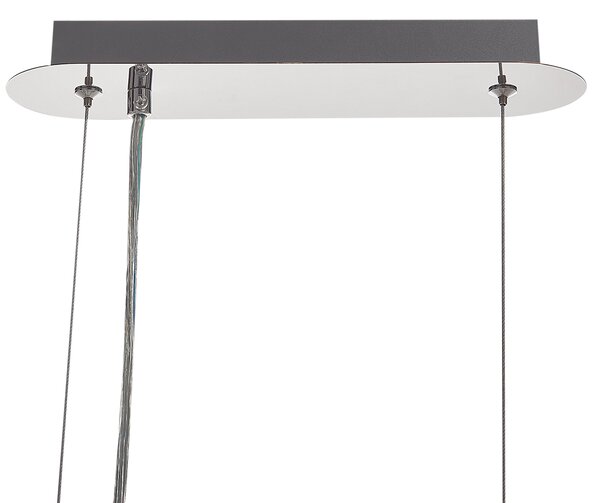 Luster strieborný železný závesná lampa so sklenenými kryštálmi chrómovaný povrch glamour štýl obývacia izba jedáleň