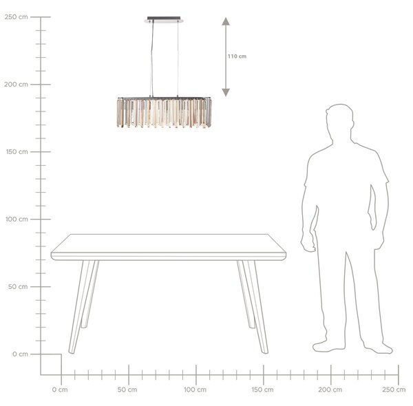 Luster strieborný železný závesná lampa so sklenenými kryštálmi chrómovaný povrch glamour štýl obývacia izba jedáleň