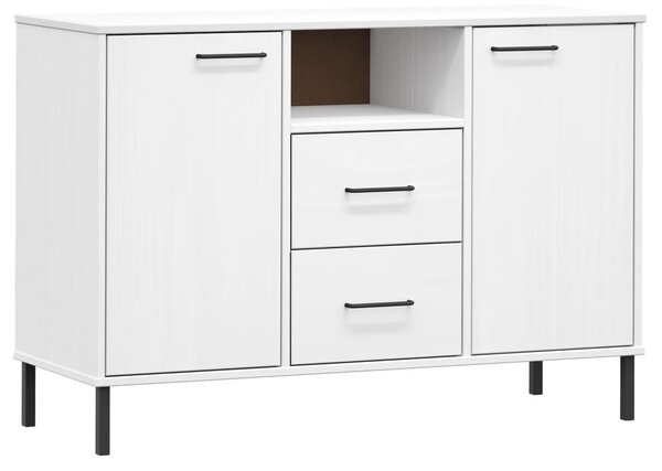 Komoda s kovovými nohami biela 113x40x77 cm masívne drevo OSLO