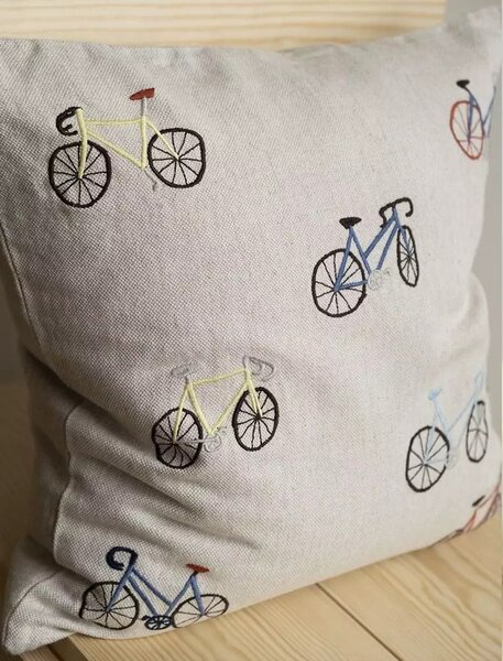 Ľanová obliečka na vankúš Bicycles 48 × 48 cm