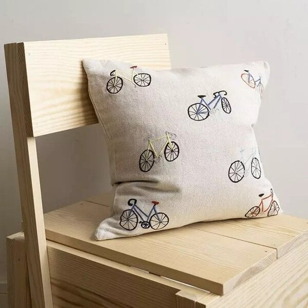 Ľanová obliečka na vankúš Bicycles 48 × 48 cm