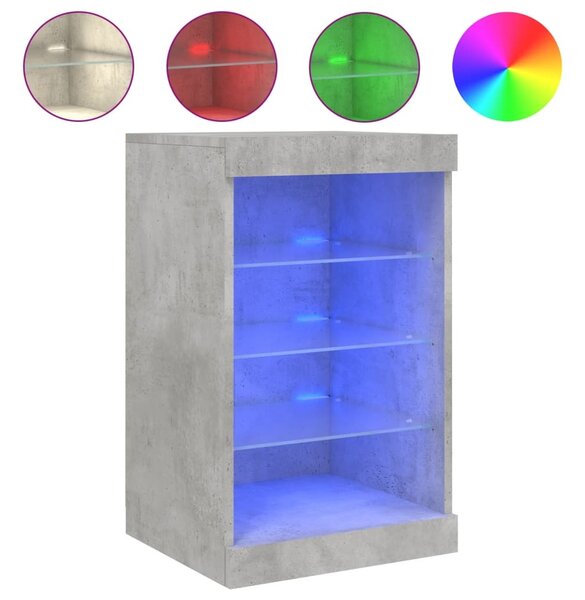 Komoda s LED svetlami betónovo sivá 41x37x67 cm