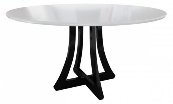 Okrúhly kuchynský stôl TULZA 2 - lesklý biely / lesklý čierny