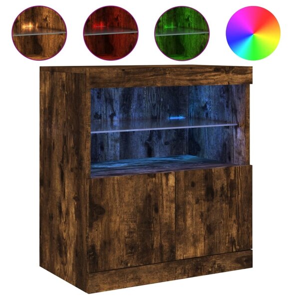 Komoda s LED svetlami dymový dub 60x37x67 cm