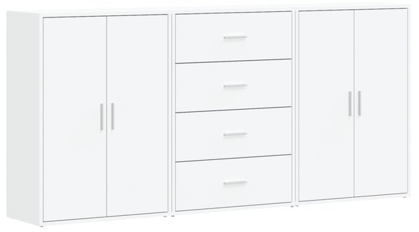 Komody 3 ks biele 60x31x84 cm kompozitné drevo