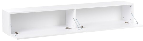 Závesná skrinka pod TV biela 180 cm tv stolík na stenu minimalistický dizajn obývacia izba