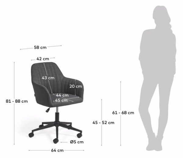 MUZZA KANCELÁRSKA STOLIČKA DONA TMAVOSIVÁ