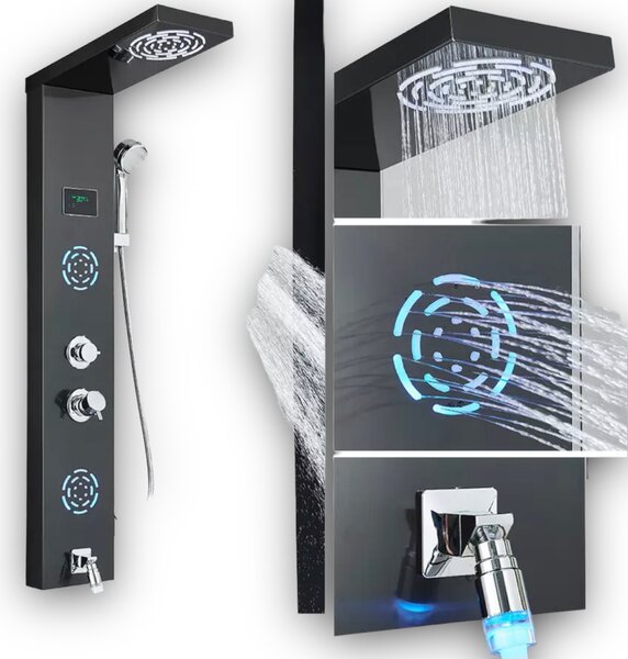 Sprchový LED panel Matus 2 modely<span> - </span>Čierna 9008 - Čierna 9008