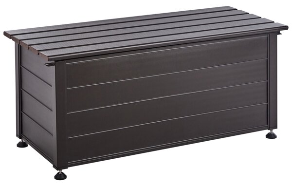 Záhradný úložný box s vekom tmavohnedý hliníkový 113 x 50 cm 190 L vonkajší úložný nábytok