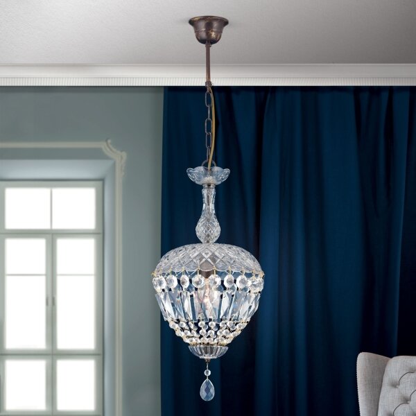 Orion HL 6-1498/1 - Krištáľový luster na reťazi ARILA 1xE27/60W/230V hnedá/patina