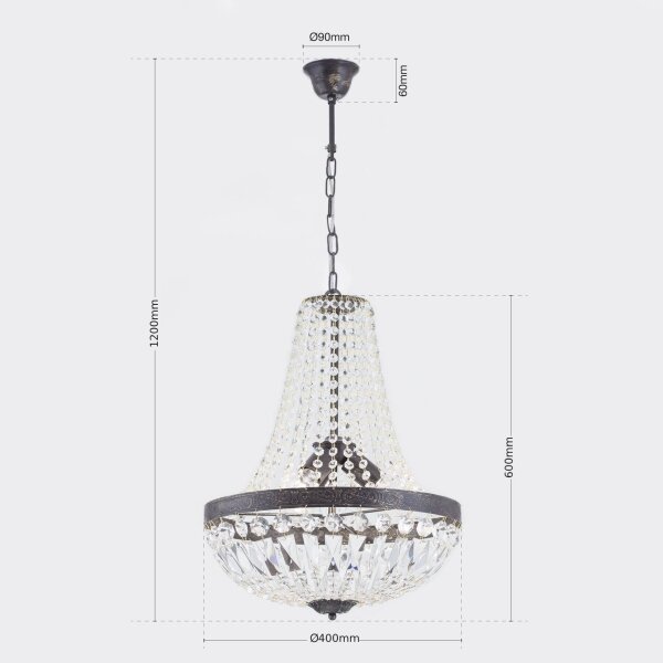 Orion HL 6-1497/3 - Krištáľový luster na reťazi ARILA 3xE27/60W/230V hnedá/patina