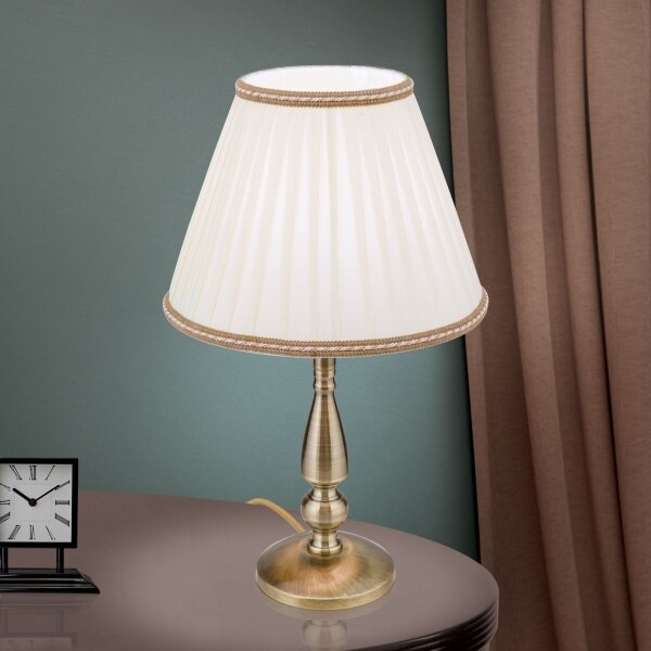 Orion LA 4-1085/1 - Stolná lampa TONIA 1xE27/60W/230V pr. 30 cm biela/bronz