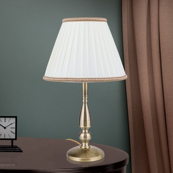 Orion LA 4-1085/1 - Stolná lampa TONIA 1xE27/60W/230V pr. 30 cm biela/bronz