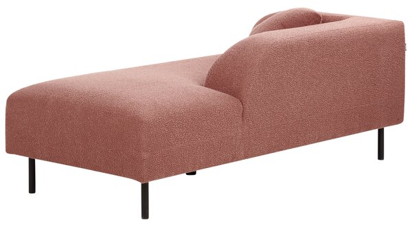 Leňoška ružová buklé čalúnenie 2-miestna ľavostranná s vankúšom retro minimalistický štýl