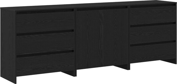 Servírovacia skriňa so zásuvkou 3 pcs Čierna 70 x 41 x 75 cm