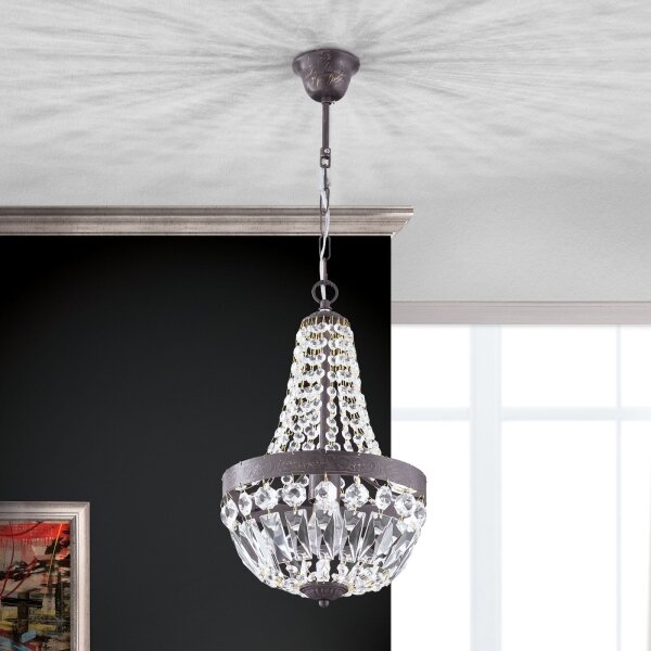 Orion HL 6-1551/1 - Krištáľový luster na reťazi ARILA 1xE27/60W/230V hnedá/patina