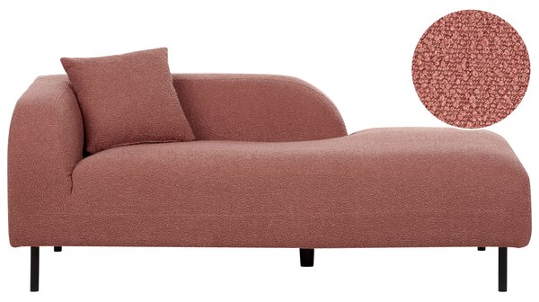 Leňoška ružová buklé čalúnenie 2-miestna ľavostranná s vankúšom retro minimalistický štýl