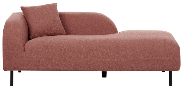 Leňoška ružová buklé čalúnenie 2-miestna ľavostranná s vankúšom retro minimalistický štýl