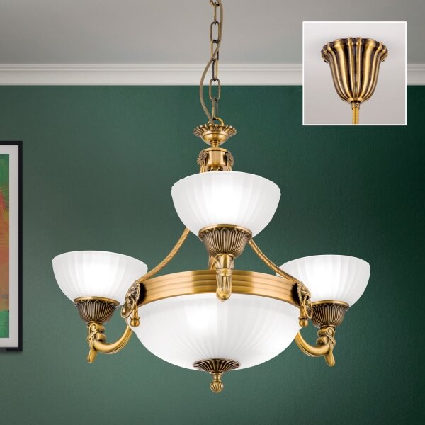 Orion LU 1689/3+3 - Luster na reťazi ROCCA 6xE27/60W/230V pr. 64 cm bronz/biela