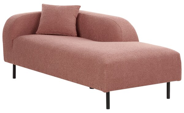 Leňoška ružová buklé čalúnenie 2-miestna ľavostranná s vankúšom retro minimalistický štýl