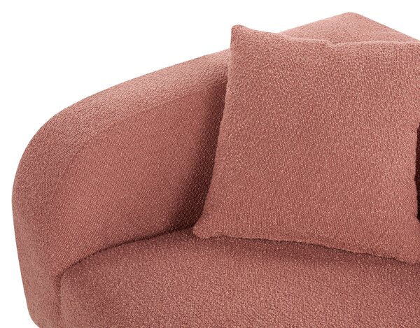 Leňoška ružová buklé čalúnenie 2-miestna ľavostranná s vankúšom retro minimalistický štýl