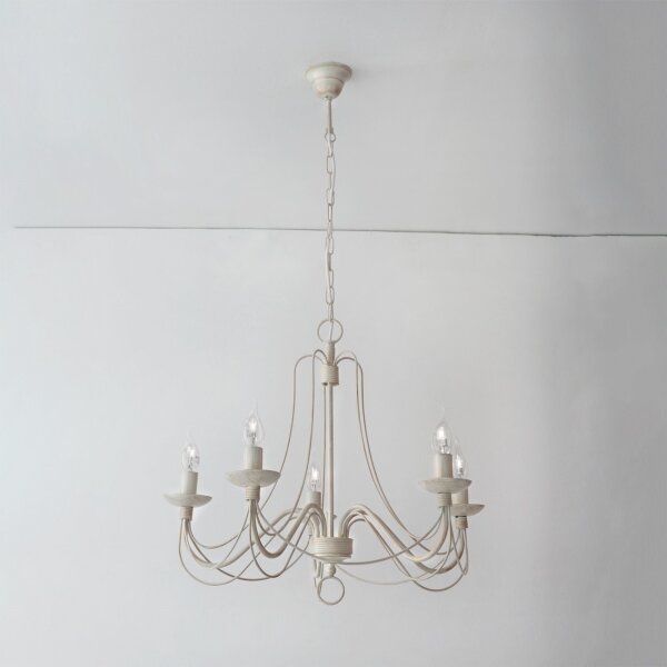 Orion LU 1531/5 - Luster na reťazi VELA 5xE14/40W/230V pr.60 cm biela/zlatá/patina
